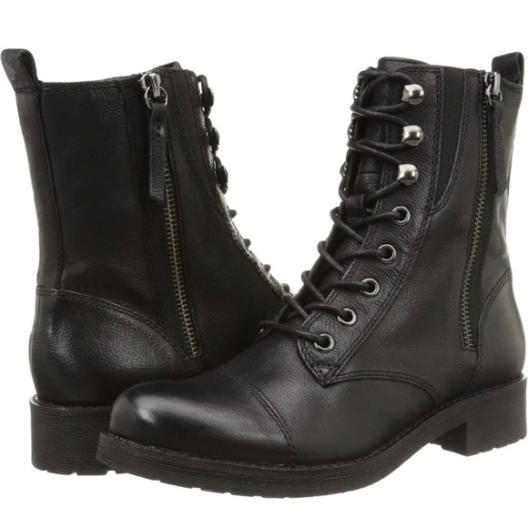 GEOX chocolate brown combat boots. *zippered lace up. - Picture 3 of 11